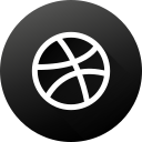 Black white,Circle,Dribbble,High quality,Long shadow,Social,Social media